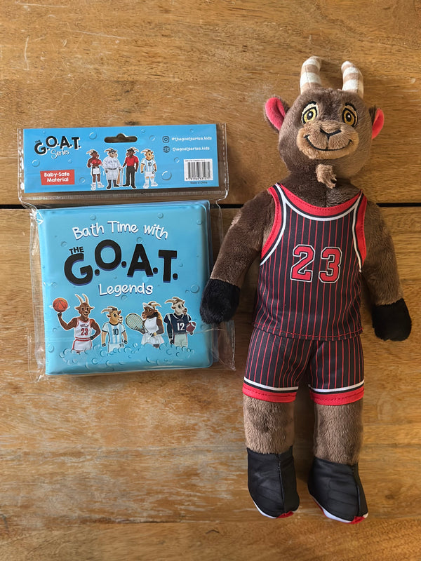 The GOAT Legends Baby Gift Set – Sports Bath Book & Mikey The GOAT Plush
